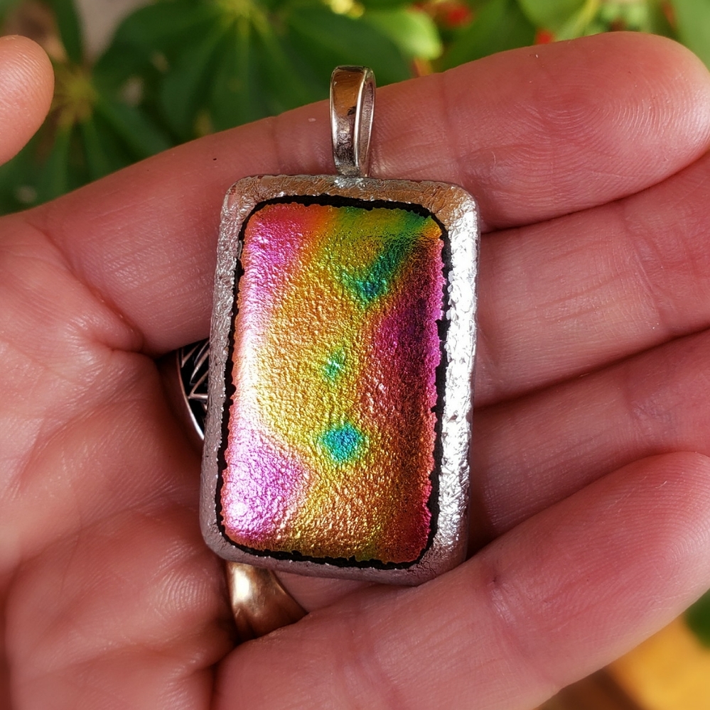 NWOT One-of-a-kind dichroic glass pendant